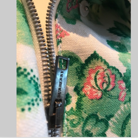 BURBERRY LONDON Women 10 green flower design zipper front jacket - Picture 12 of 15